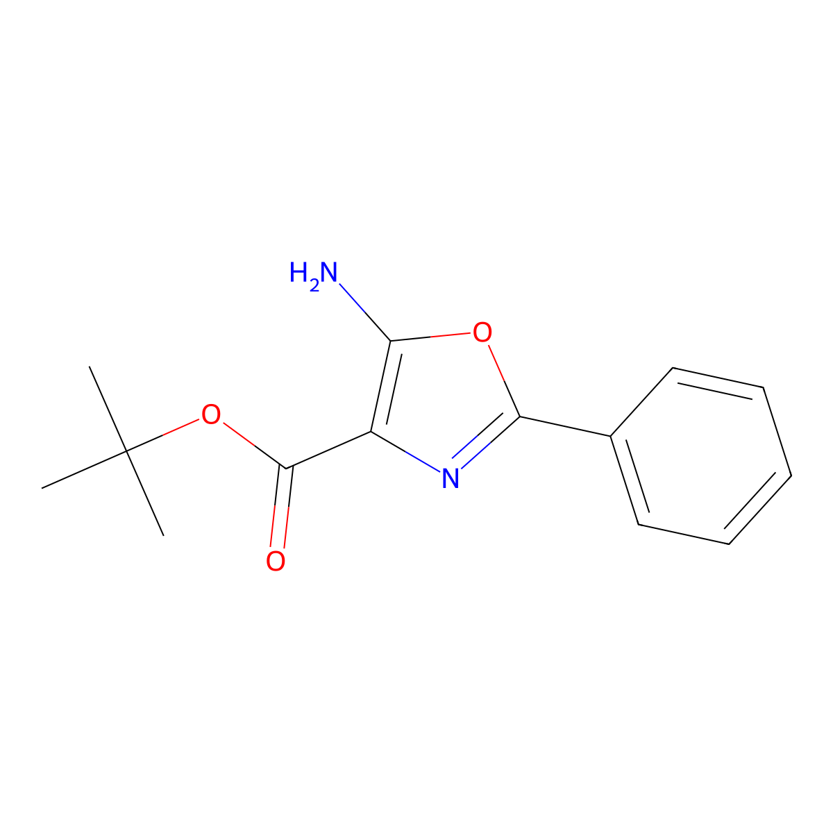 Tert-butyl 5-amino-2-phenyl-1,3-oxazole-4-carboxylate molecular structure, CAS 2639441-71-5