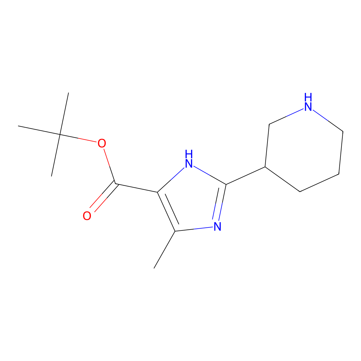 tert-butyl 4-methyl-2-(piperidin-3-yl)-1H-imidazole-5-carboxylate molecular structure, CAS 2639441-75-9