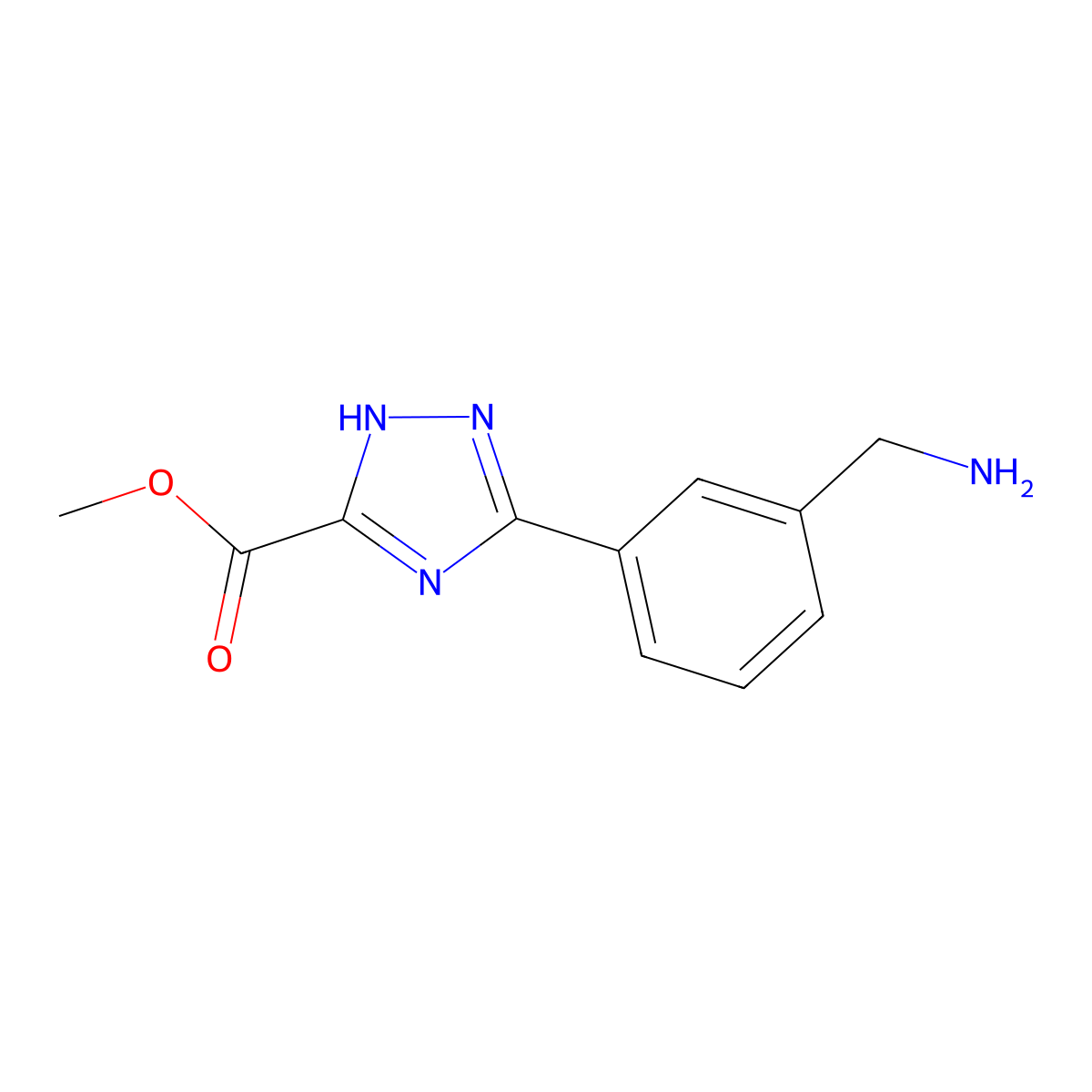 methyl 3-[3-(aminomethyl)phenyl]-1H-1,2,4-triazole-5-carboxylate molecular structure, CAS 2639441-86-2