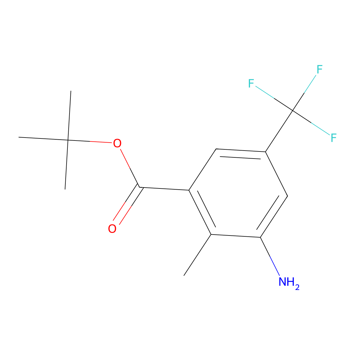 Tert-butyl 3-amino-2-methyl-5-(trifluoromethyl)benzoate molecular structure, CAS 2639441-94-2