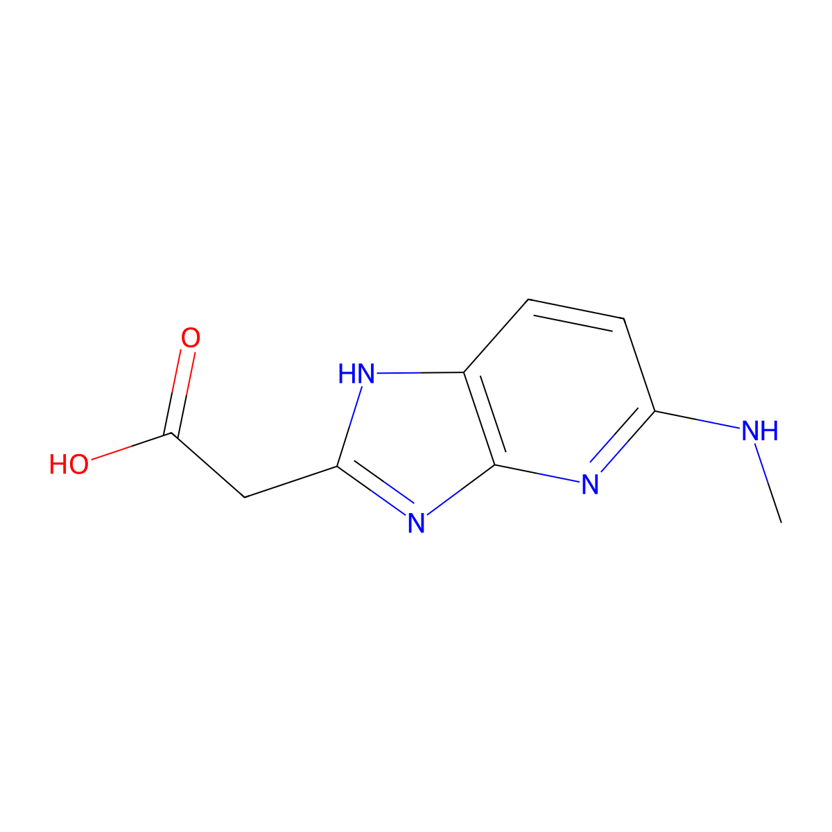 2-[5-(methylamino)-3H-imidazo[4,5-b]pyridin-2-yl]acetic acid molecular structure, CAS 2639441-95-3