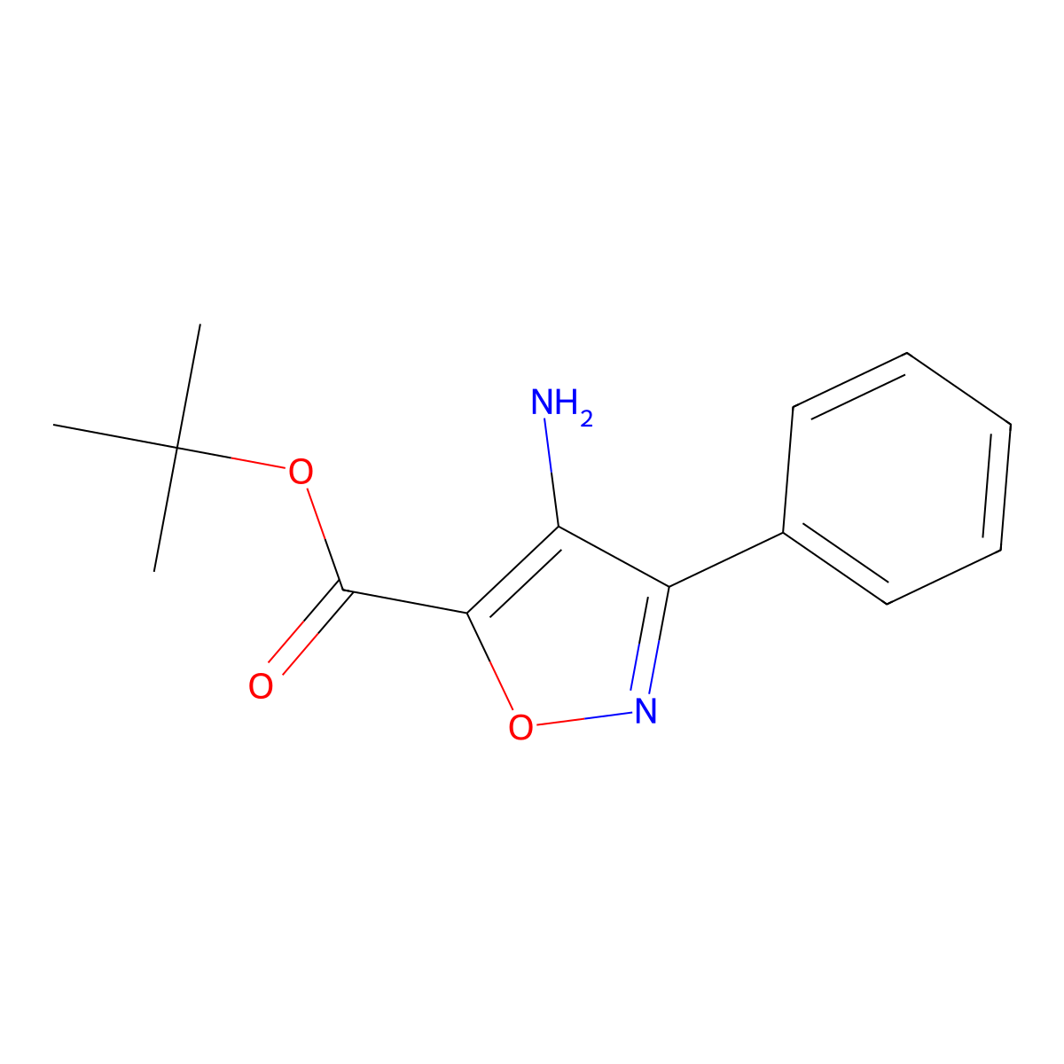 Tert-butyl 4-amino-3-phenyl-1,2-oxazole-5-carboxylate molecular structure, CAS 2639441-99-7