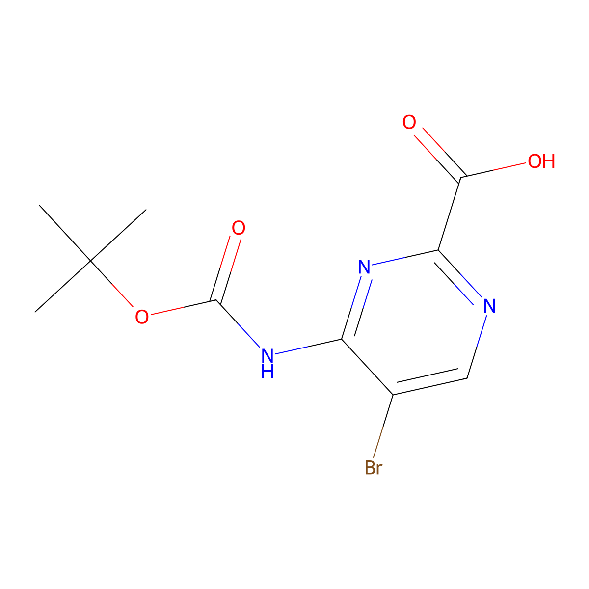5-Bromo-4-{[(tert-butoxy)carbonyl]amino}pyrimidine-2-carboxylic acid molecular structure, CAS 2639442-01-4
