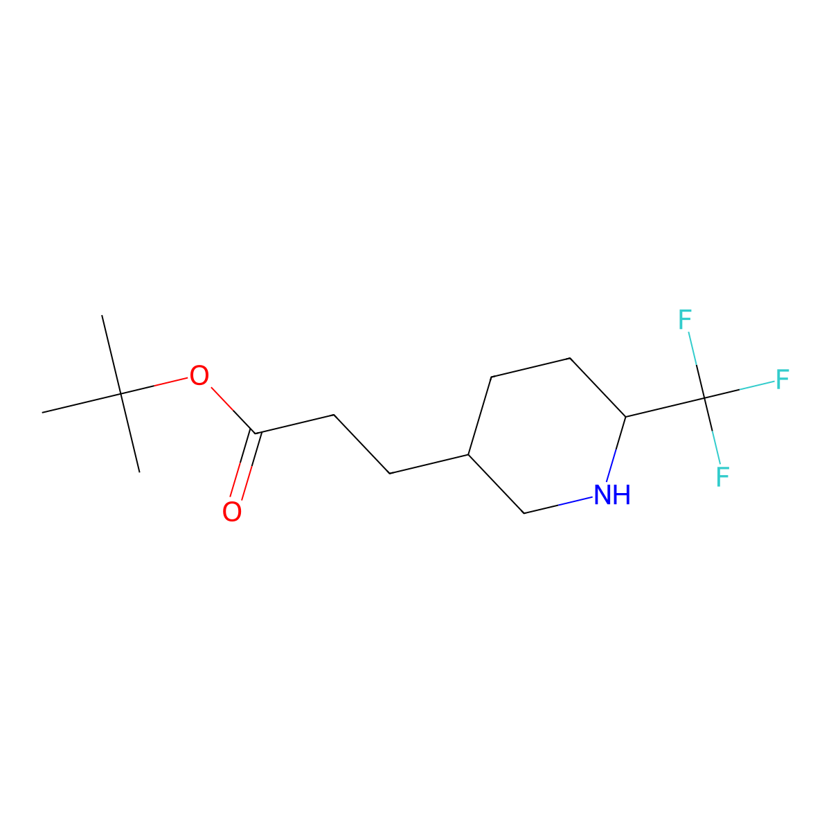 Tert-butyl 3-[6-(trifluoromethyl)piperidin-3-yl]propanoate molecular structure, CAS 2639442-03-6