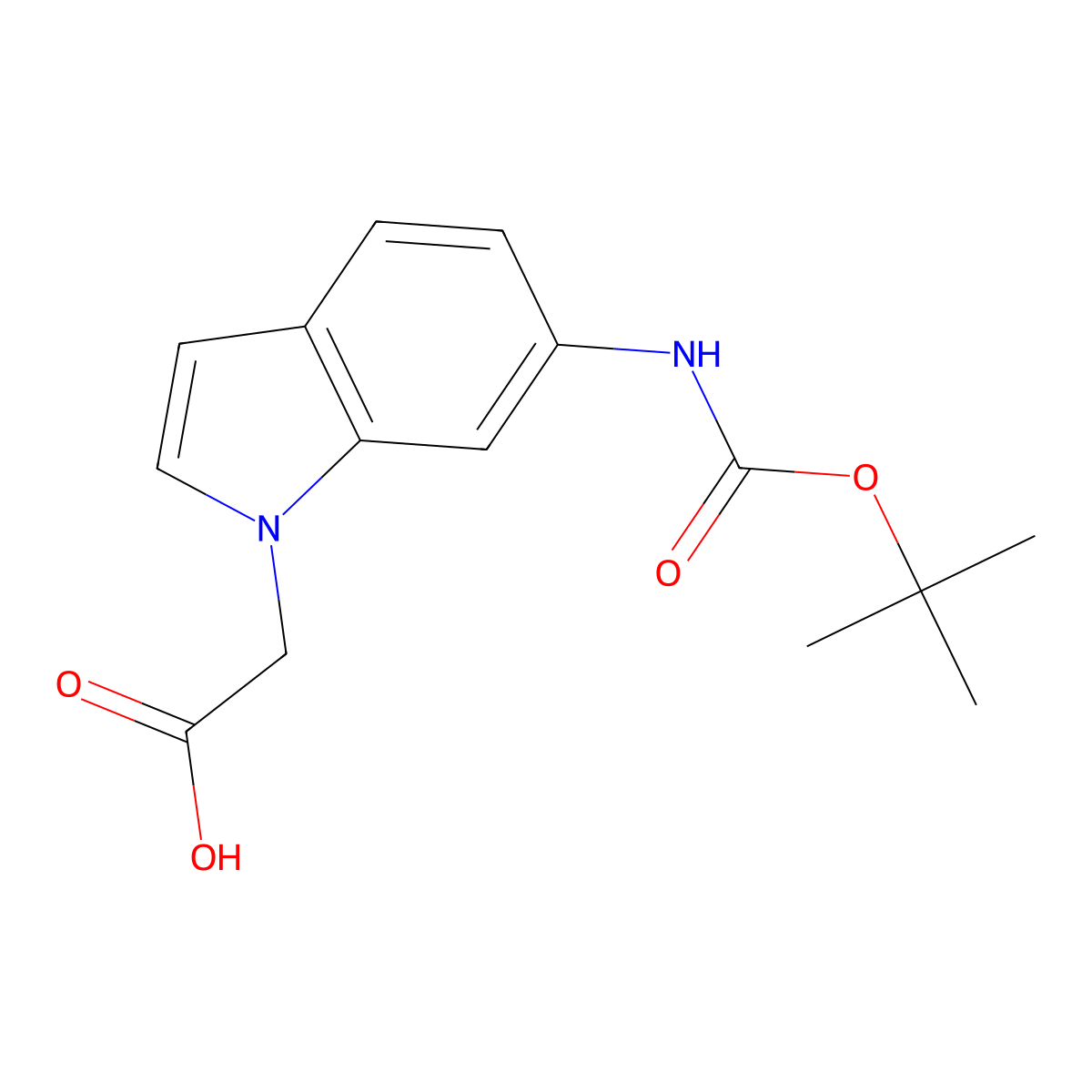 2-(6-{[(tert-butoxy)carbonyl]amino}-1H-indol-1-yl)acetic acid molecular structure, CAS 2639442-06-9
