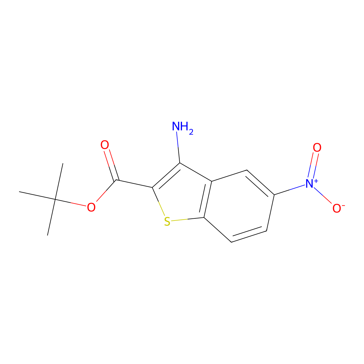 Tert-butyl 3-amino-5-nitro-1-benzothiophene-2-carboxylate molecular structure, CAS 2639442-07-0
