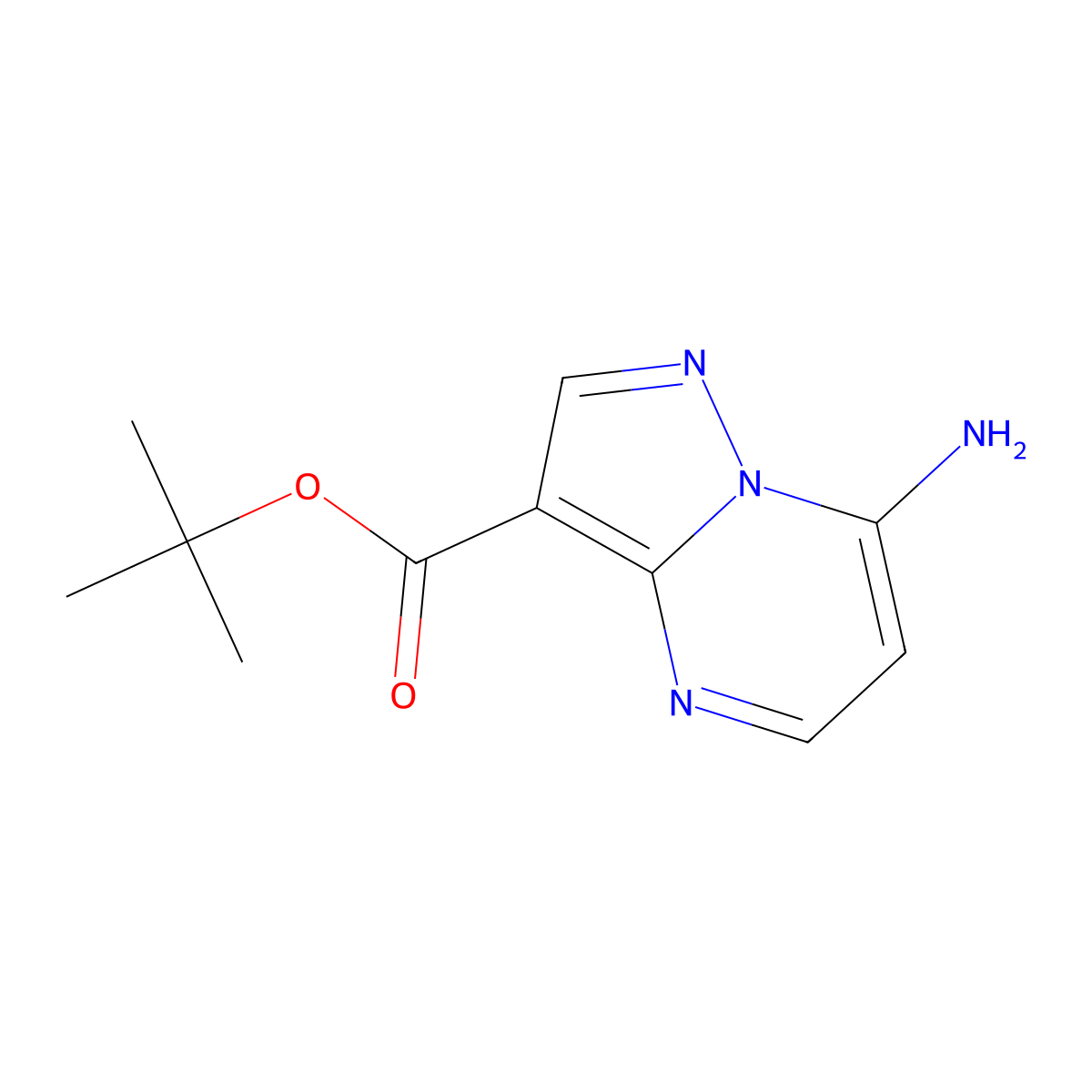 Tert-butyl 7-aminopyrazolo[1,5-a]pyrimidine-3-carboxylate molecular structure, CAS 2639442-08-1