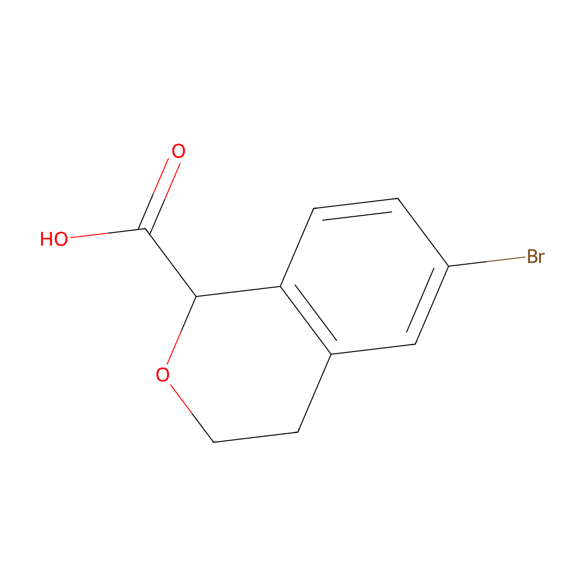 6-Bromo-3,4-dihydro-1H-2-benzopyran-1-carboxylic acid molecular structure, CAS 2639442-09-2