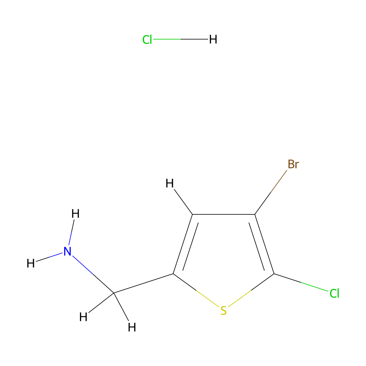 1-(4-Bromo-5-chlorothiophen-2-yl)methanamine hydrochloride molecular structure, CAS 2639442-11-6