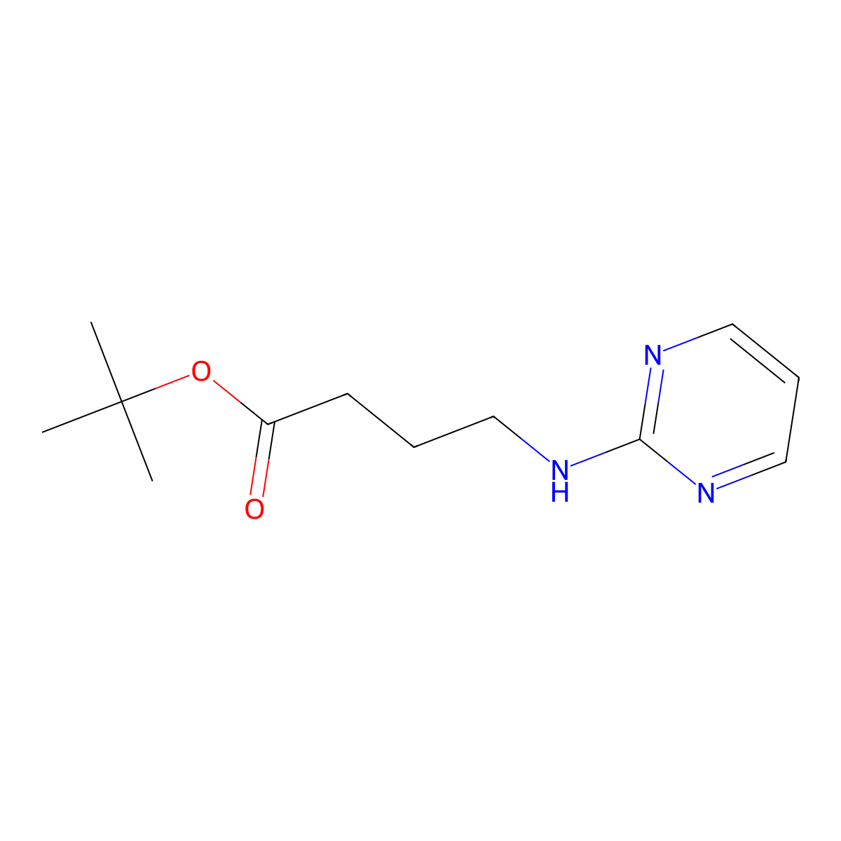 Tert-butyl 4-[(pyrimidin-2-yl)amino]butanoate molecular structure, CAS 2639442-12-7