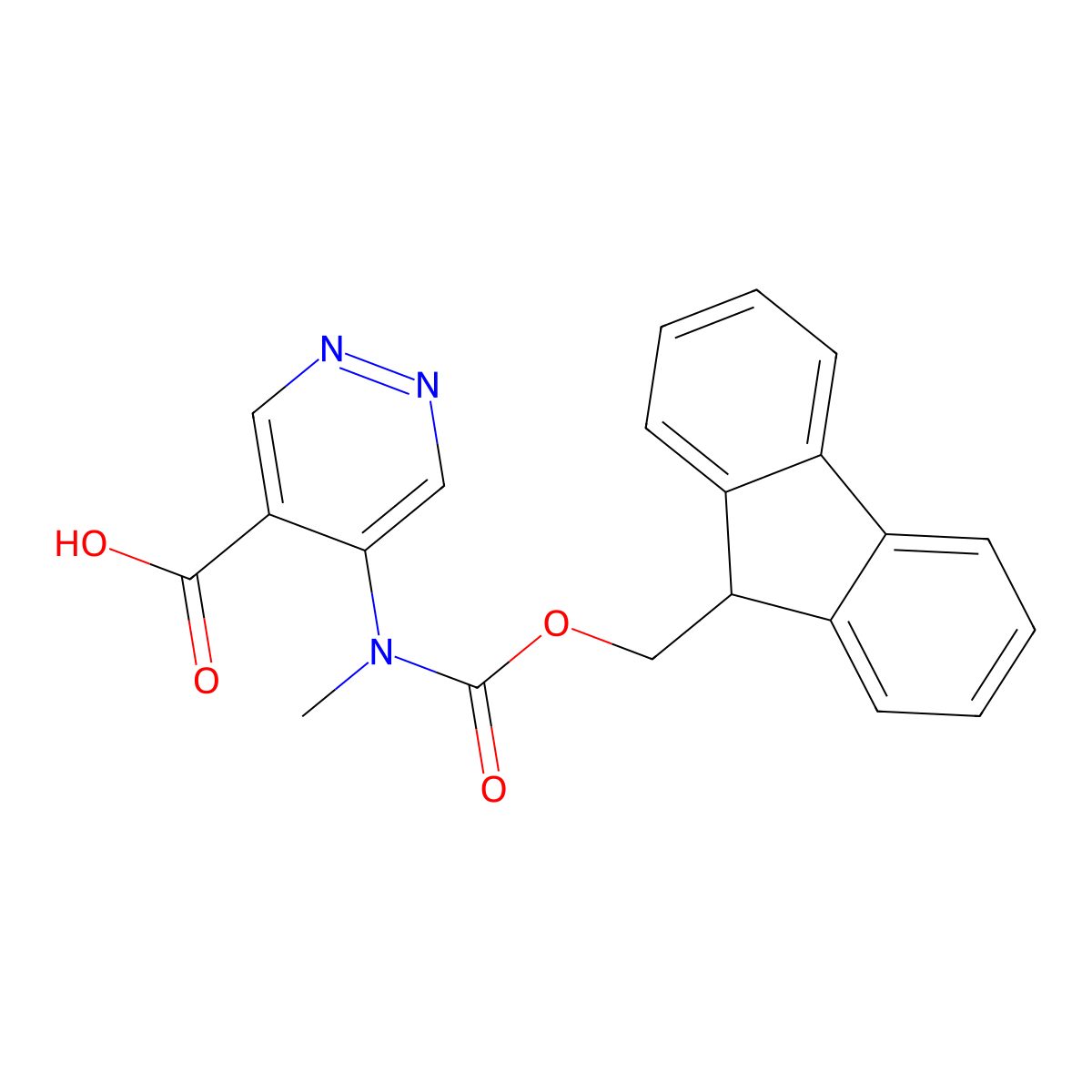 5-({[(9H-fluoren-9-yl)methoxy]carbonyl}(methyl)amino)pyridazine-4-carboxylic acid molecular structure, CAS 2639442-13-8