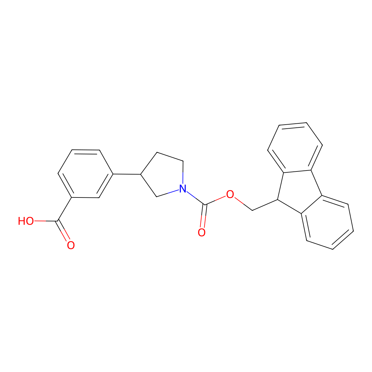 3-(1-{[(9H-fluoren-9-yl)methoxy]carbonyl}pyrrolidin-3-yl)benzoic acid molecular structure, CAS 2639442-24-1