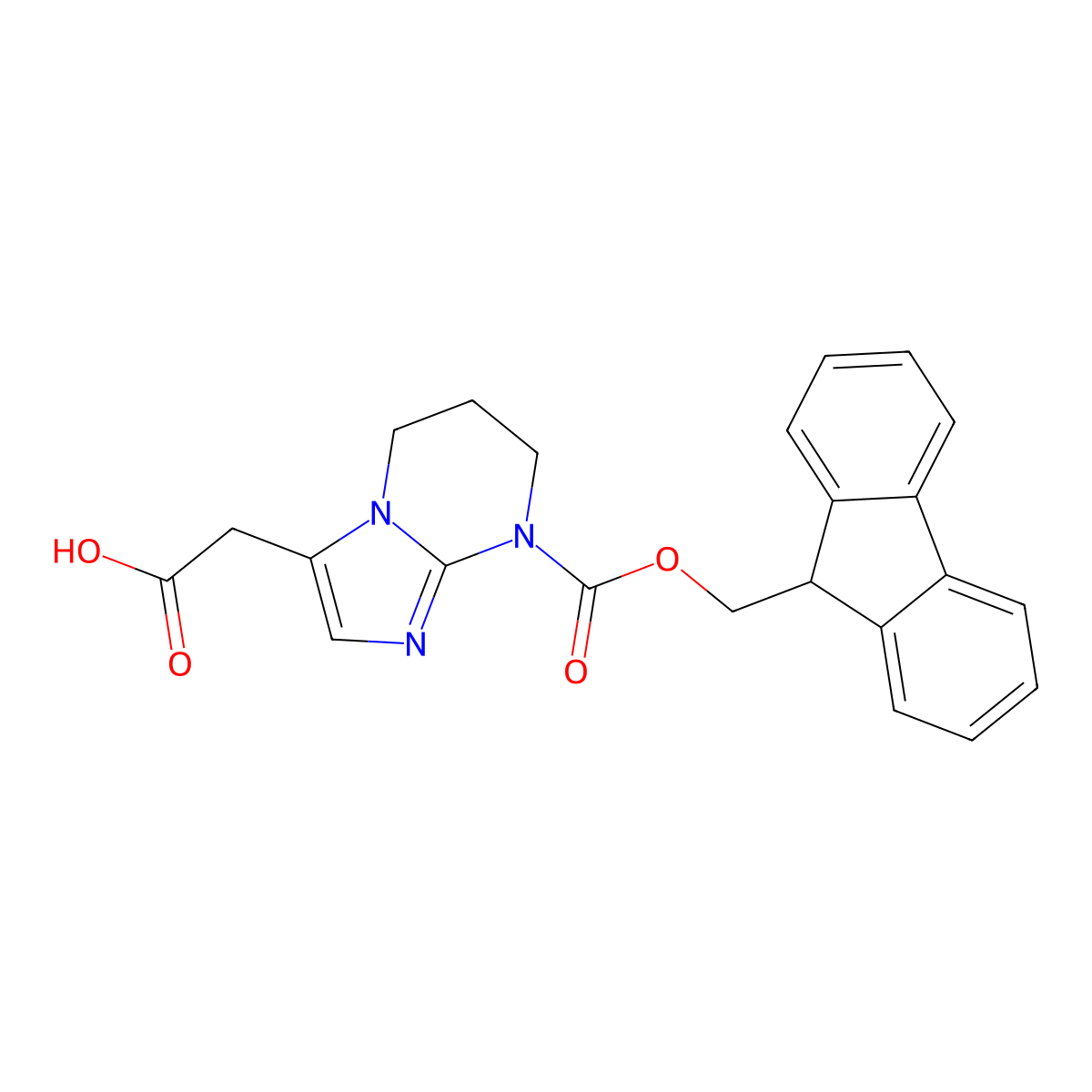 2-(8-{[(9H-fluoren-9-yl)methoxy]carbonyl}-5H,6H,7H,8H-imidazo[1,2-a]pyrimidin-3-yl)acetic acid molecular structure, CAS 2639442-34-3