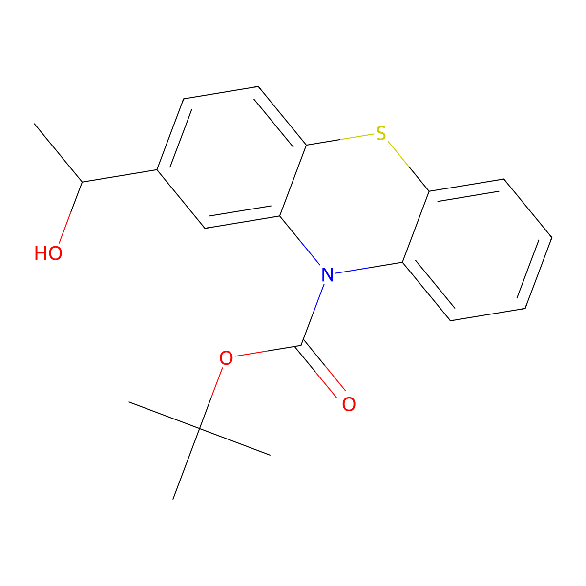 tert-Butyl 2-(1-hydroxyethyl)-10H-phenothiazine-10-carboxylate molecular structure, CAS 2639442-38-7