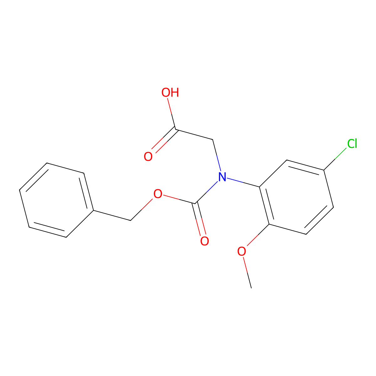 2-{[(Benzyloxy)carbonyl](5-chloro-2-methoxyphenyl)amino}acetic acid molecular structure, CAS 2639442-54-7