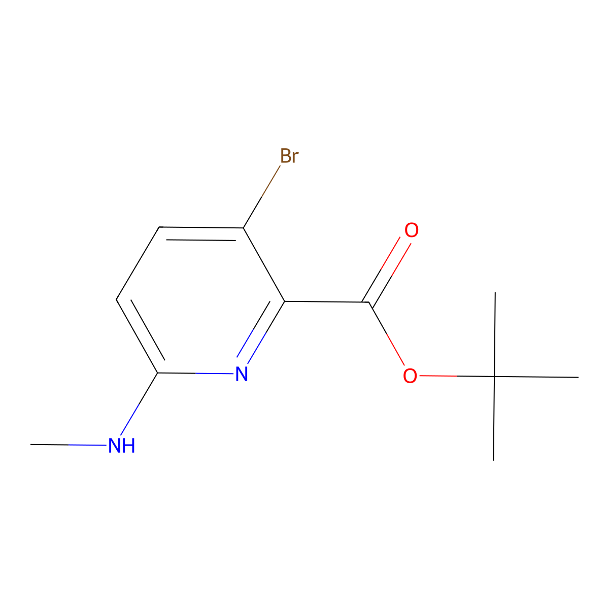 Tert-butyl 3-bromo-6-(methylamino)pyridine-2-carboxylate molecular structure, CAS 2639442-55-8