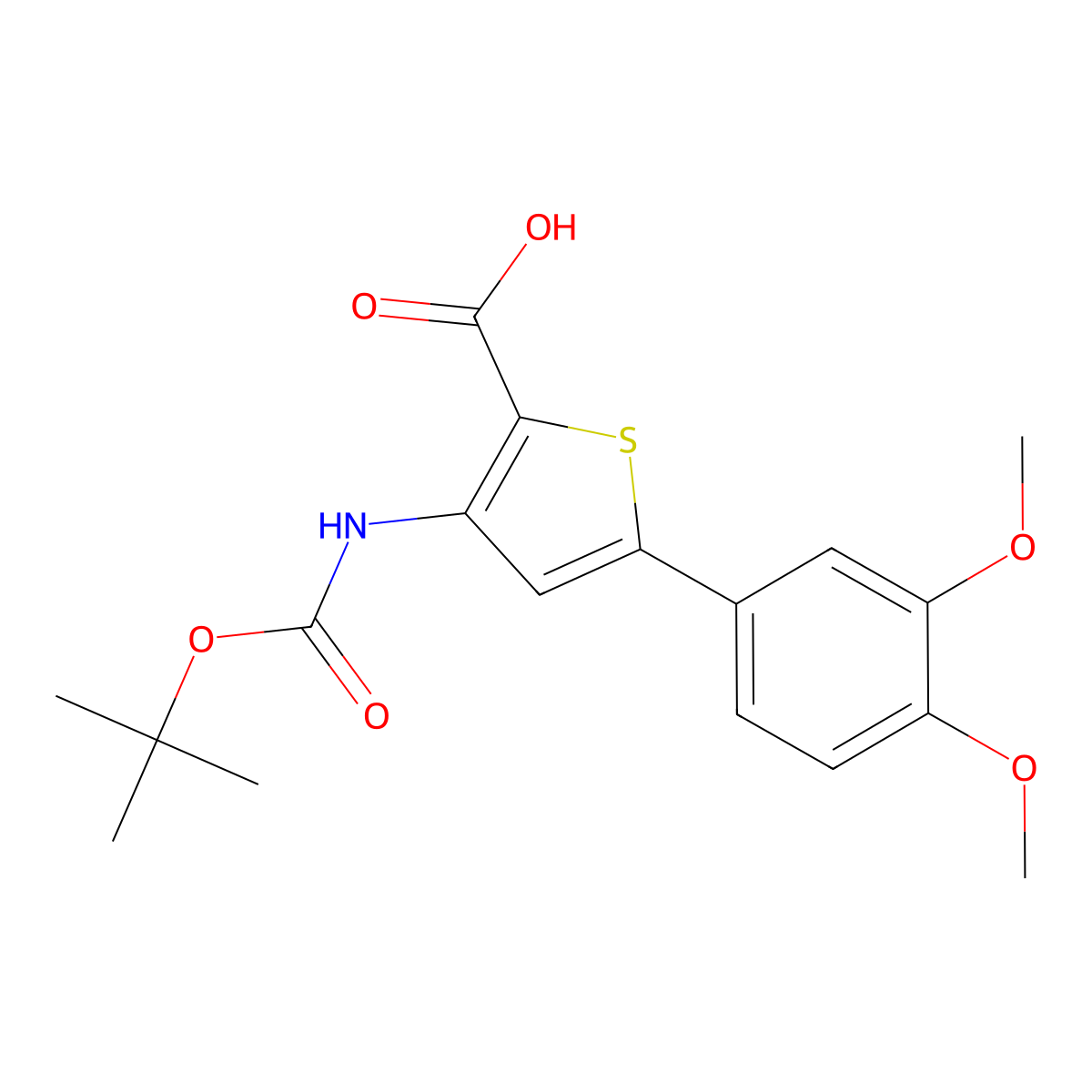 3-{[(Tert-butoxy)carbonyl]amino}-5-(3,4-dimethoxyphenyl)thiophene-2-carboxylic acid molecular structure, CAS 2639442-56-9