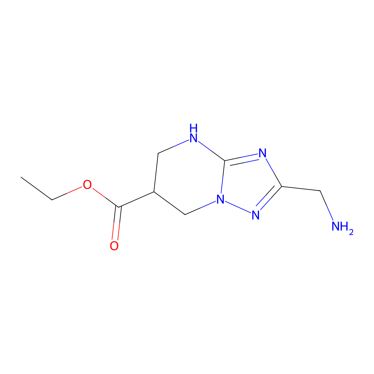 ethyl 2-(aminomethyl)-4H,5H,6H,7H-[1,2,4]triazolo[1,5-a]pyrimidine-6-carboxylate molecular structure, CAS 2639442-63-8
