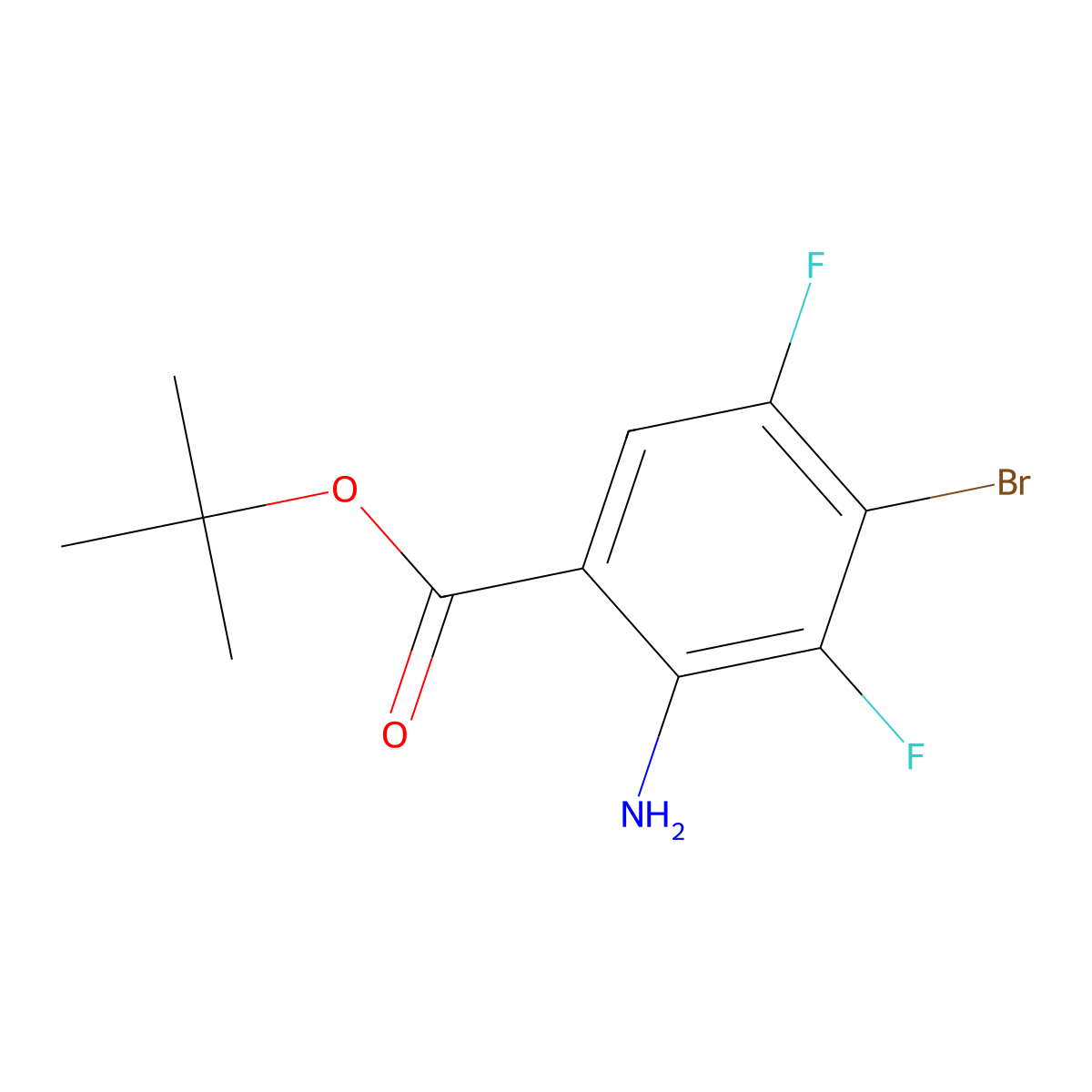 Tert-butyl 2-amino-4-bromo-3,5-difluorobenzoate molecular structure, CAS 2639442-69-4