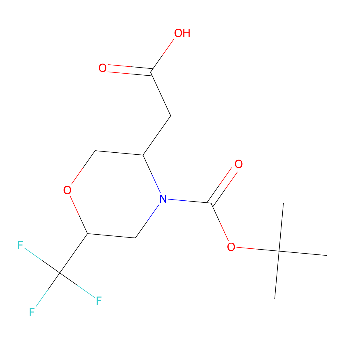 2-(4-((Tert-butoxy)carbonyl)-6-(trifluoromethyl)morpholin-3-yl)acetic acid molecular structure, CAS 2639442-73-0