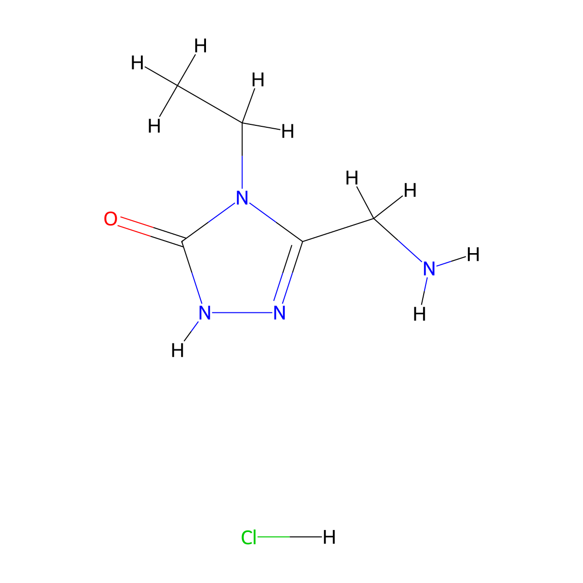 3-(aminomethyl)-4-ethyl-4,5-dihydro-1H-1,2,4-triazol-5-one hydrochloride molecular structure, CAS 2639442-89-8