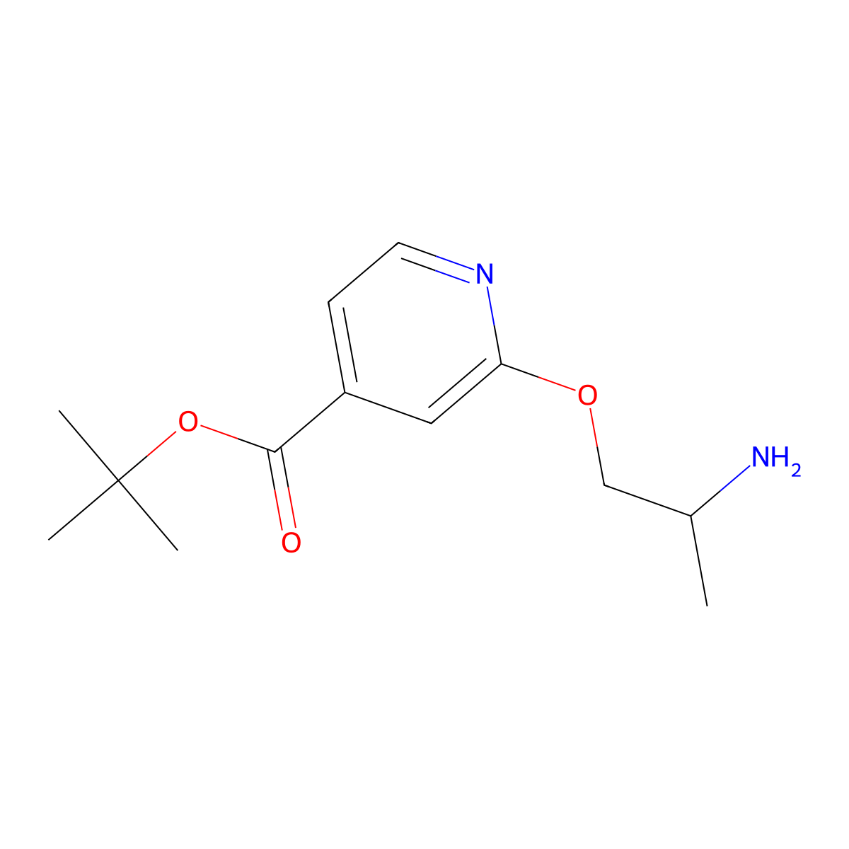 Tert-butyl 2-(2-aminopropoxy)pyridine-4-carboxylate molecular structure, CAS 2639442-94-5