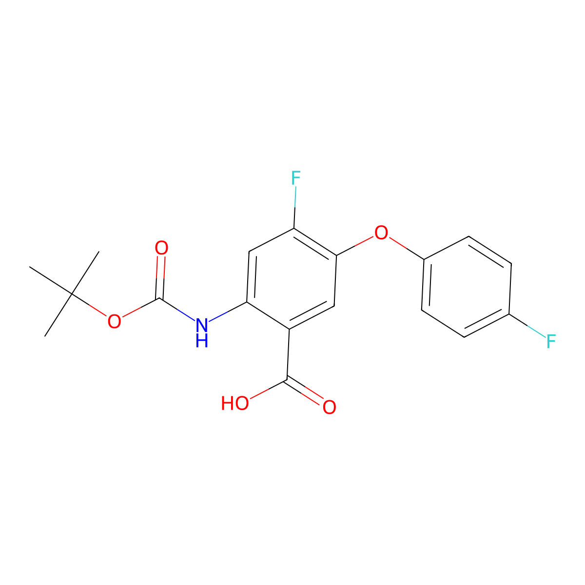 2-{[(Tert-butoxy)carbonyl]amino}-4-fluoro-5-(4-fluorophenoxy)benzoic acid molecular structure, CAS 2639442-95-6
