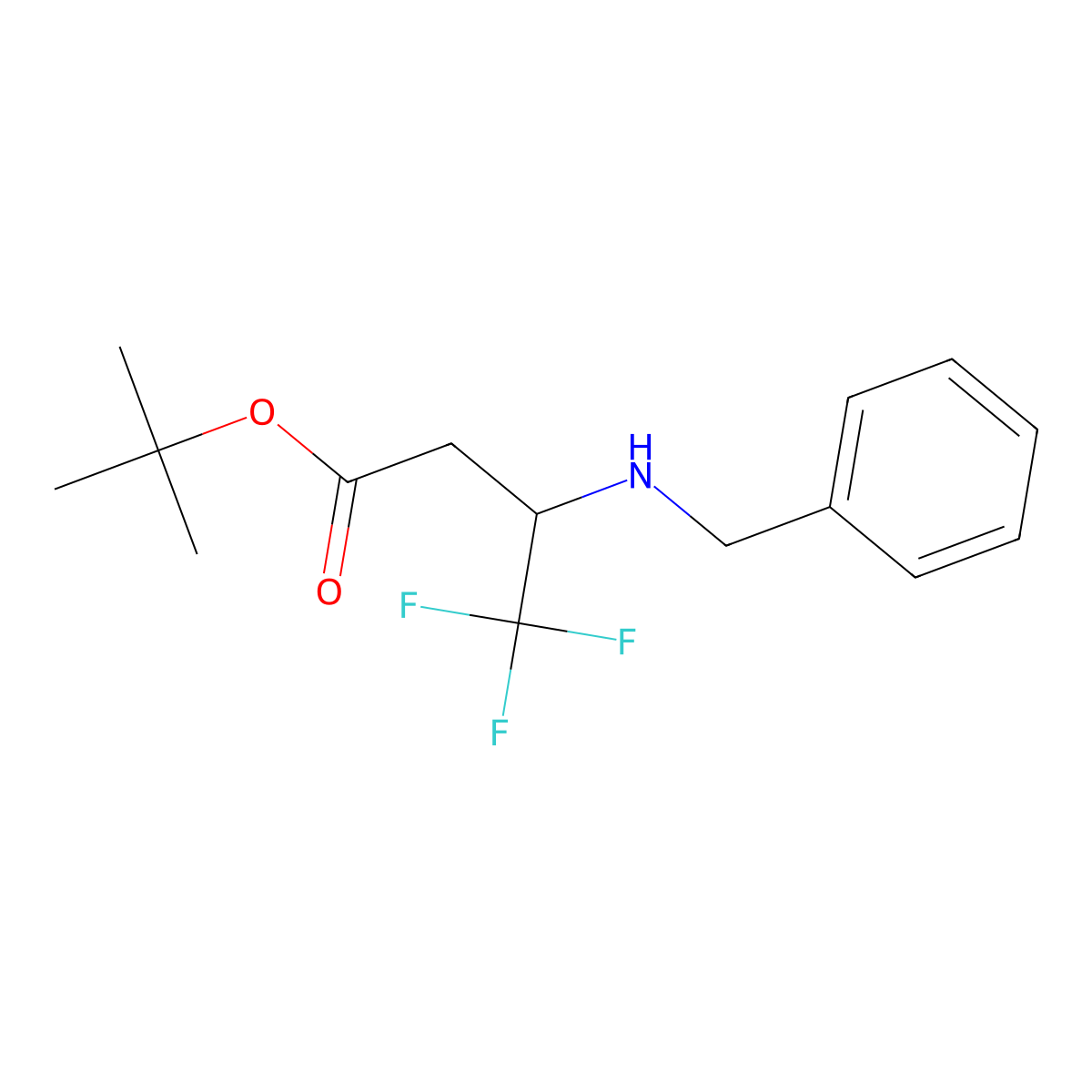 Tert-butyl 3-(benzylamino)-4,4,4-trifluorobutanoate molecular structure, CAS 2639442-97-8