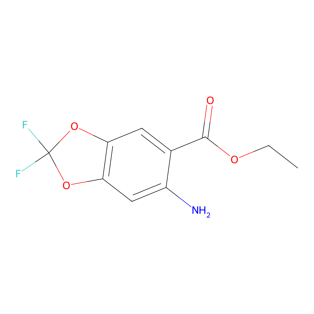 Ethyl 6-amino-2,2-difluoro-1,3-dioxaindane-5-carboxylate molecular structure, CAS 2639442-98-9