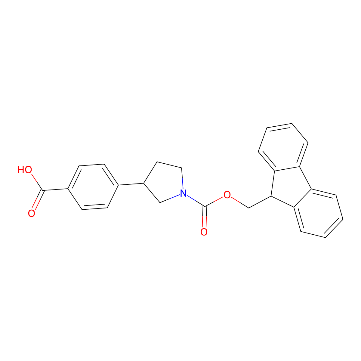 4-(1-{[(9H-fluoren-9-yl)methoxy]carbonyl}pyrrolidin-3-yl)benzoic acid molecular structure, CAS 2639443-02-8