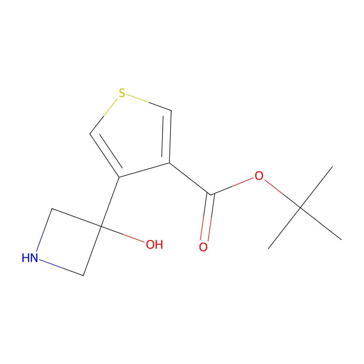 Tert-butyl 4-(3-hydroxyazetidin-3-yl)thiophene-3-carboxylate molecular structure, CAS 2639443-06-2