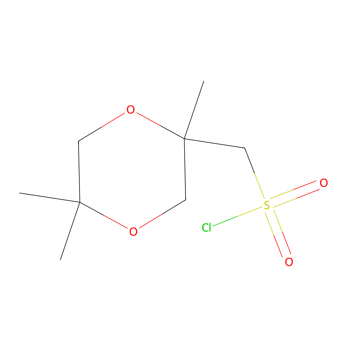 (2,5,5-Trimethyl-1,4-dioxan-2-yl)methanesulfonyl chloride molecular structure, CAS 2639443-08-4