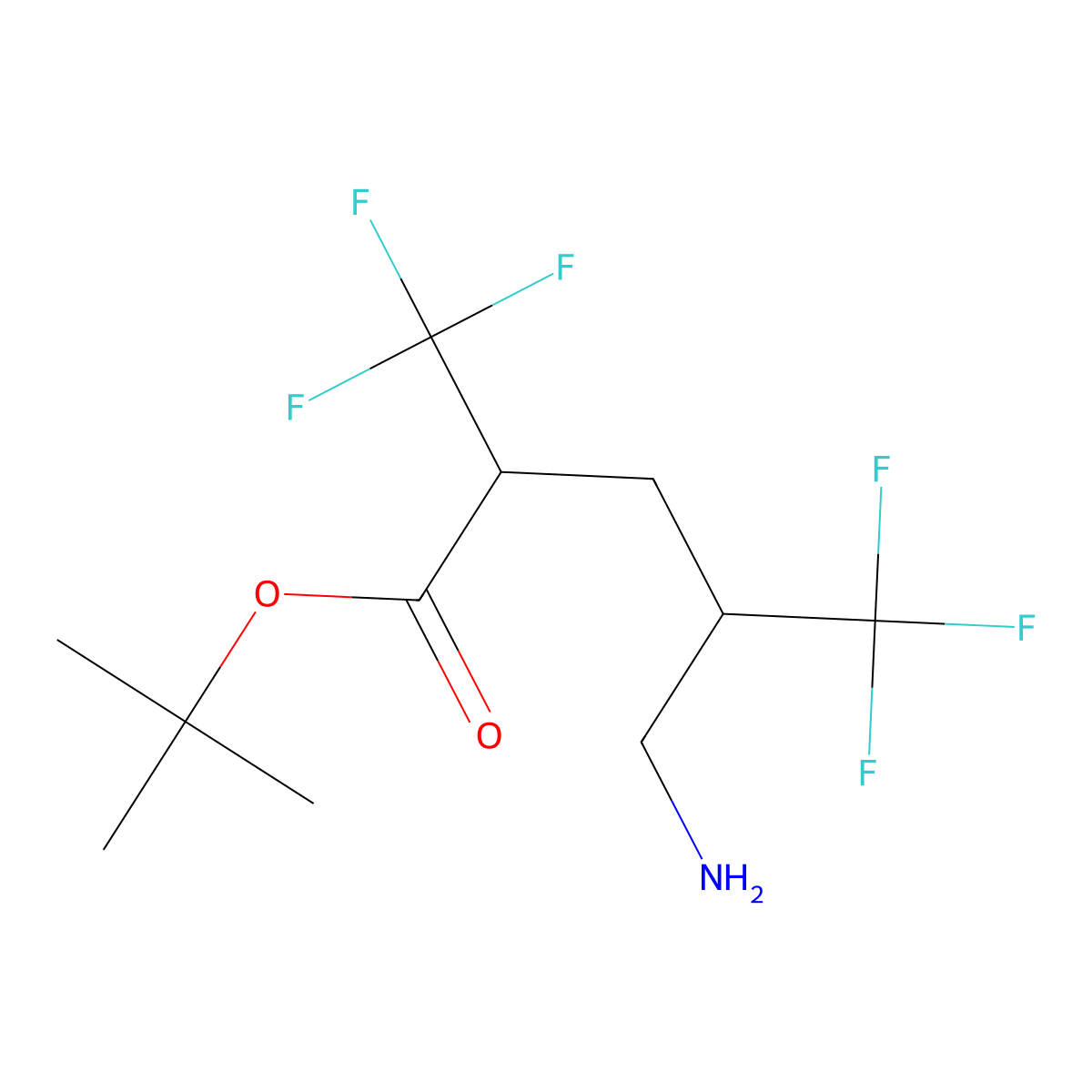 Tert-butyl 5-amino-2,4-bis(trifluoromethyl)pentanoate molecular structure, CAS 2639443-11-9