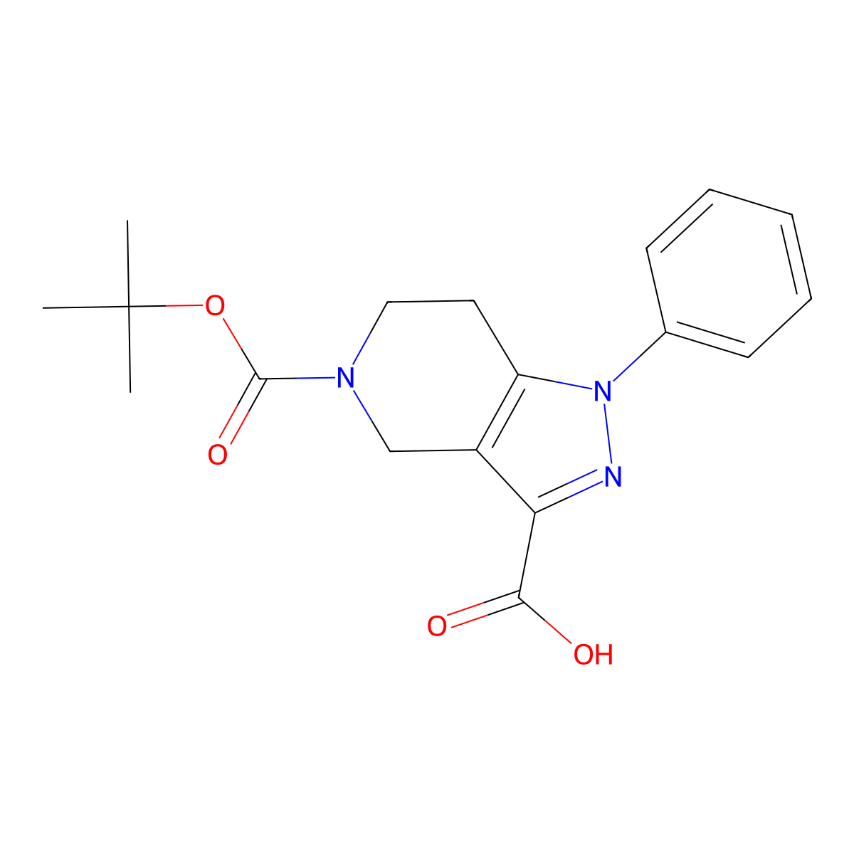 5-[(tert-butoxy)carbonyl]-1-phenyl-1H,4H,5H,6H,7H-pyrazolo[4,3-c]pyridine-3-carboxylic acid molecular structure, CAS 2639443-12-0