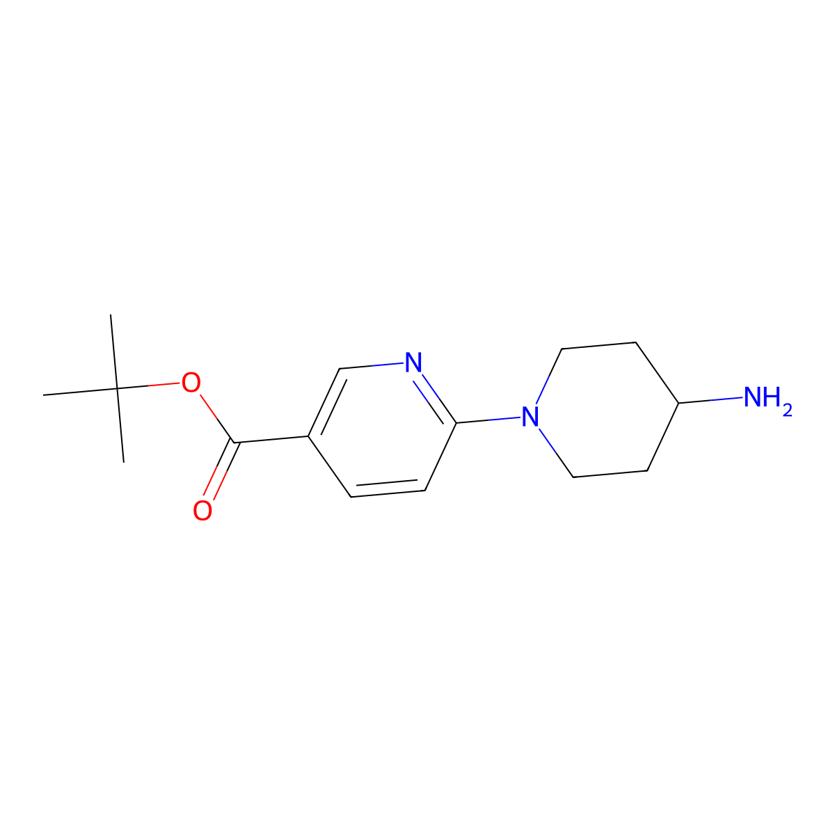 Tert-butyl 6-(4-aminopiperidin-1-yl)pyridine-3-carboxylate molecular structure, CAS 2639443-15-3