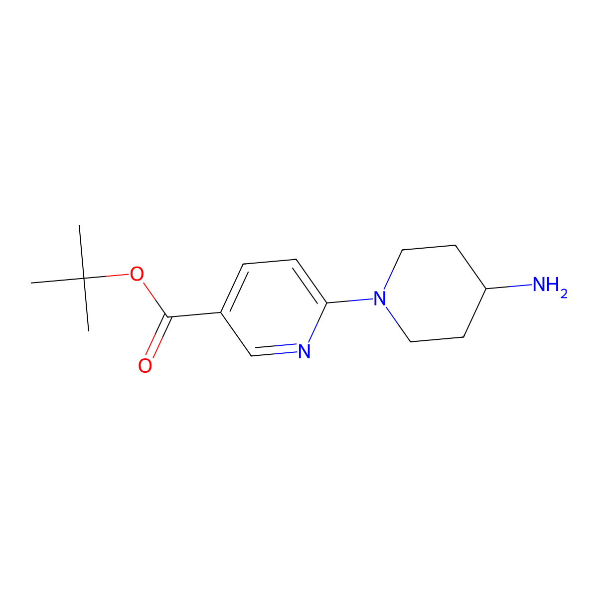 Tert-butyl 6-(4-aminopiperidin-1-yl)pyridine-3-carboxylate molecular structure, CAS 2639443-15-3