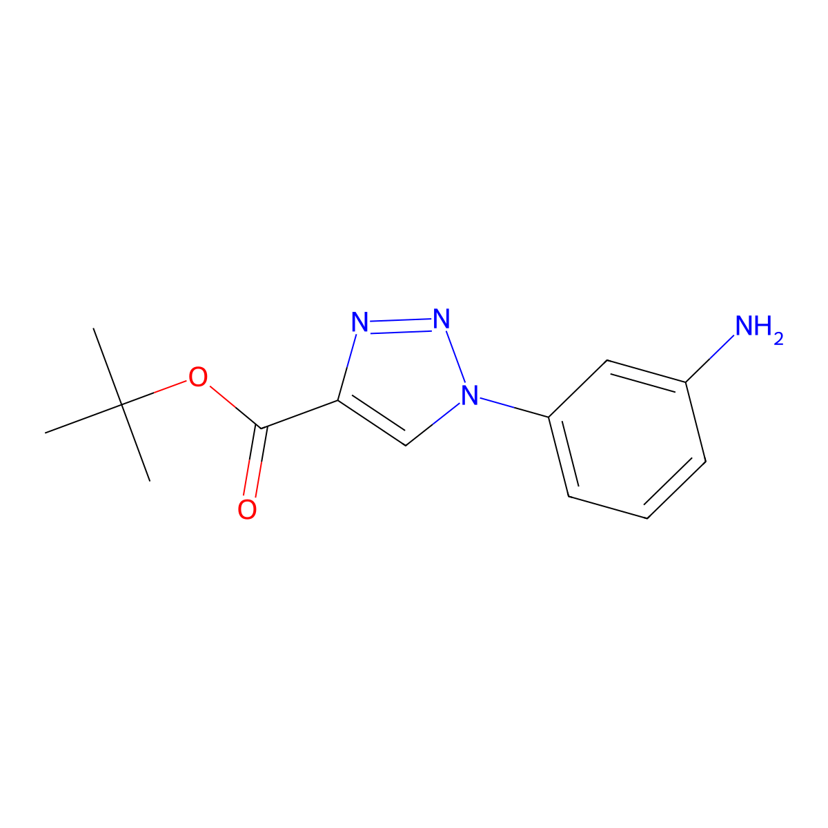 tert-butyl 1-(3-aminophenyl)-1H-1,2,3-triazole-4-carboxylate molecular structure, CAS 2639443-27-7