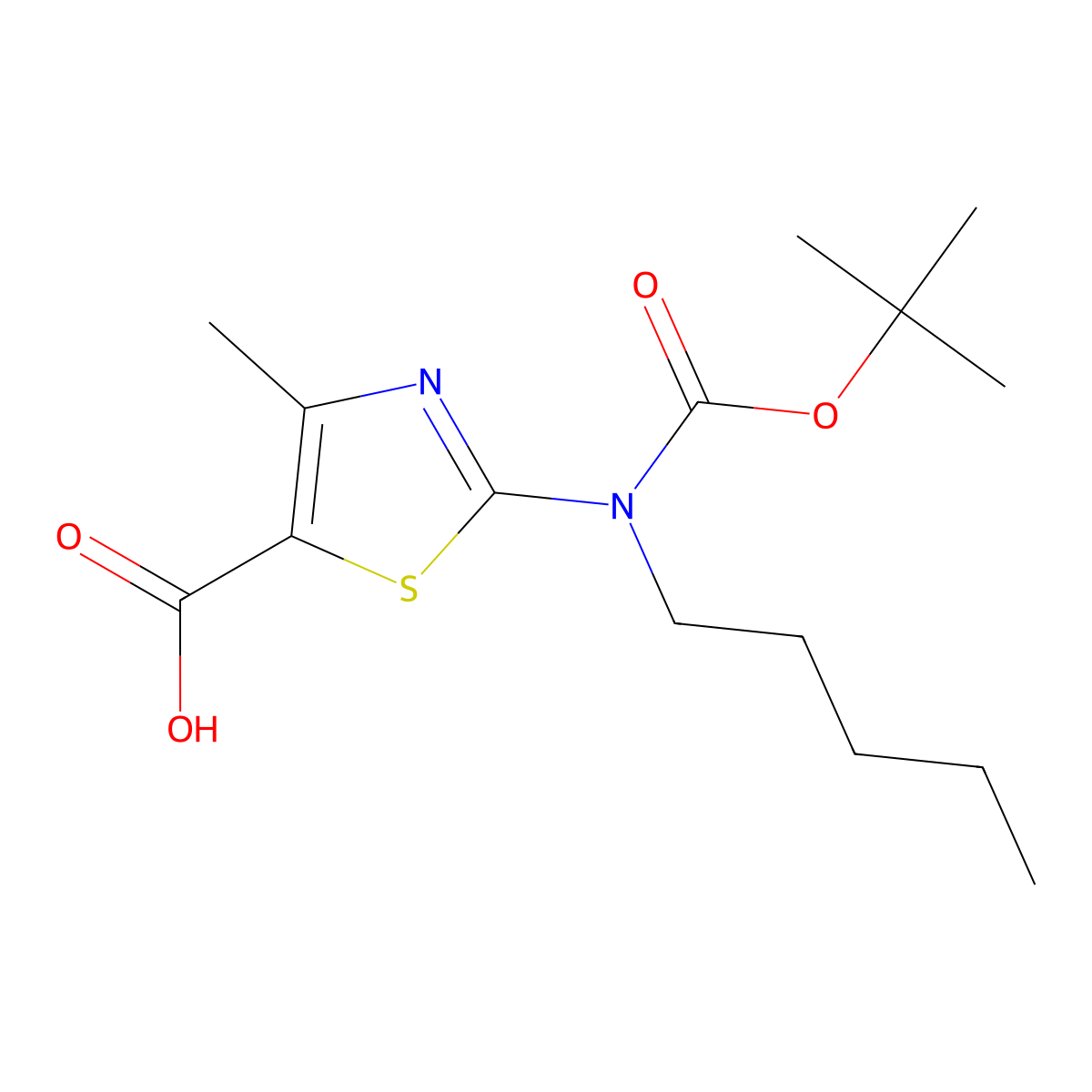 2-{[(Tert-butoxy)carbonyl](pentyl)amino}-4-methyl-1,3-thiazole-5-carboxylic acid molecular structure, CAS 2639443-34-6