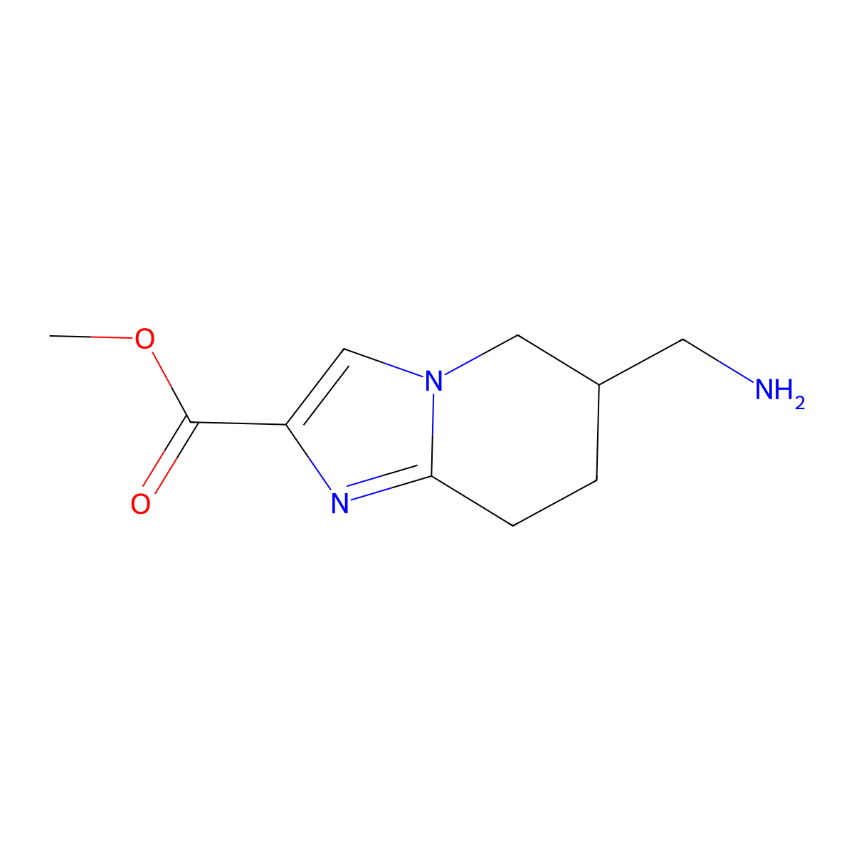 methyl 6-(aminomethyl)-5H,6H,7H,8H-imidazo[1,2-a]pyridine-2-carboxylate molecular structure, CAS 2639443-38-0
