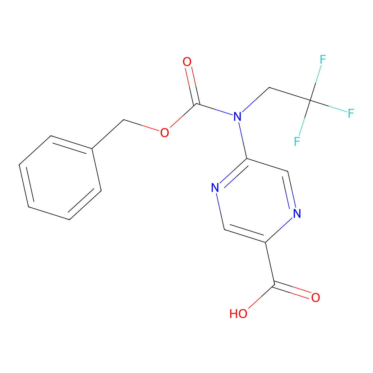 5-{[(Benzyloxy)carbonyl](2,2,2-trifluoroethyl)amino}pyrazine-2-carboxylic acid molecular structure, CAS 2639443-41-5