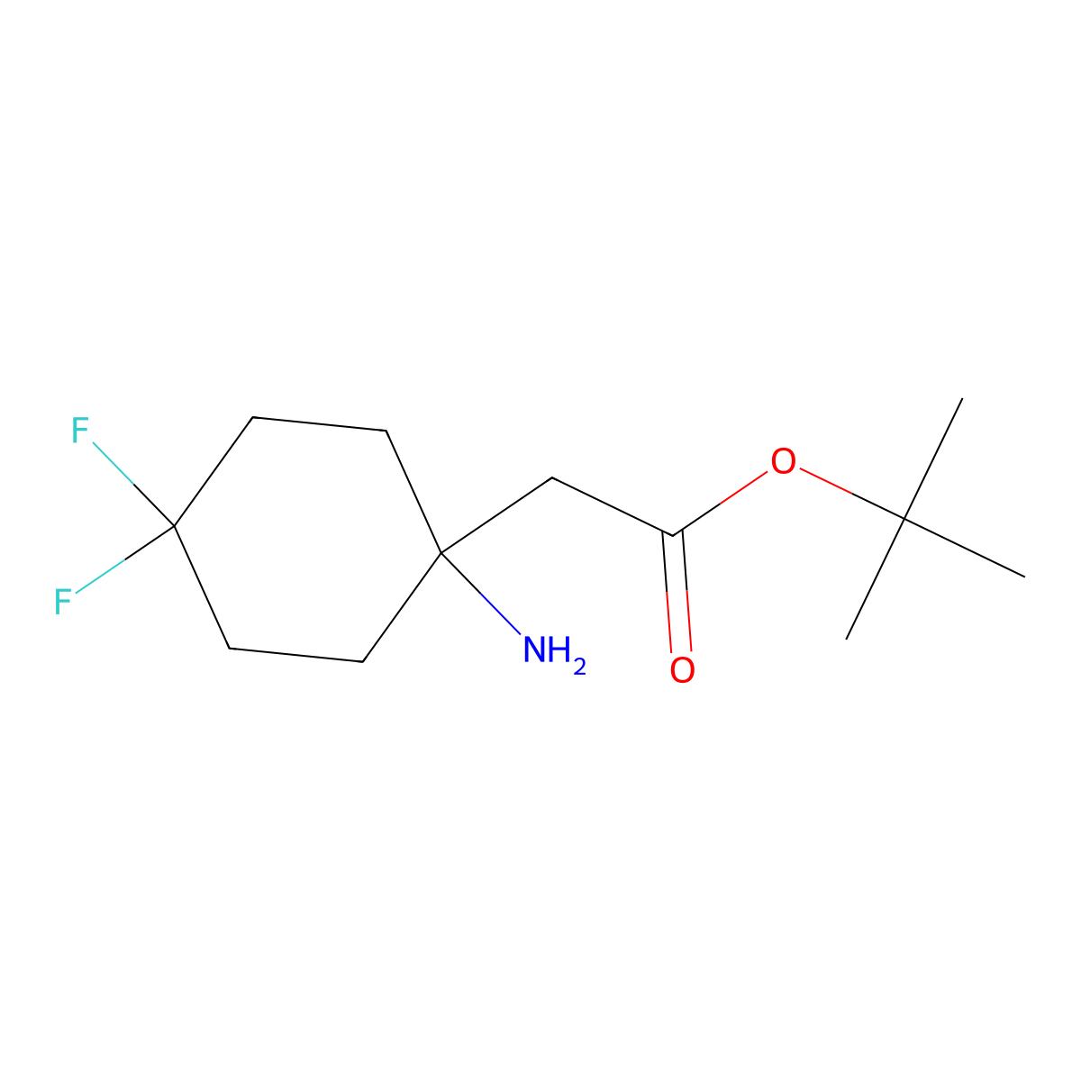 Tert-butyl 2-(1-amino-4,4-difluorocyclohexyl)acetate molecular structure, CAS 2639443-43-7