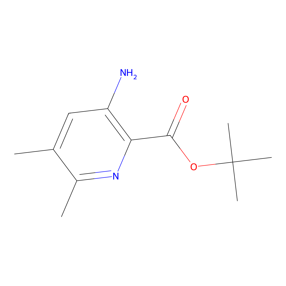 Tert-butyl 3-amino-5,6-dimethylpyridine-2-carboxylate molecular structure, CAS 2639443-44-8