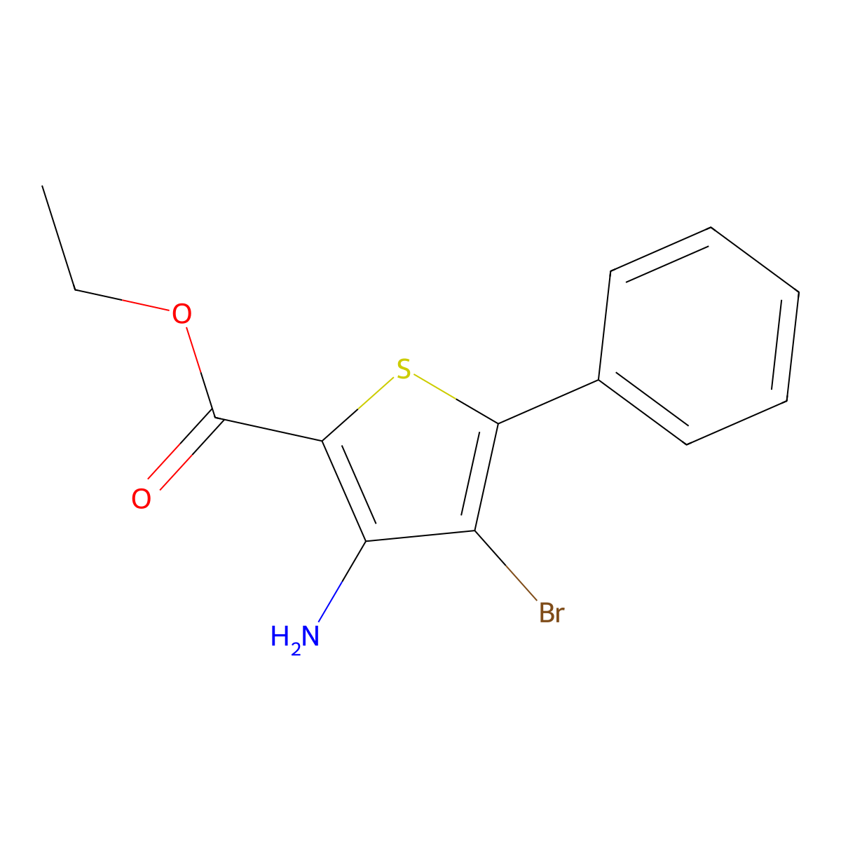 Ethyl 3-amino-4-bromo-5-phenylthiophene-2-carboxylate molecular structure, CAS 2639443-45-9