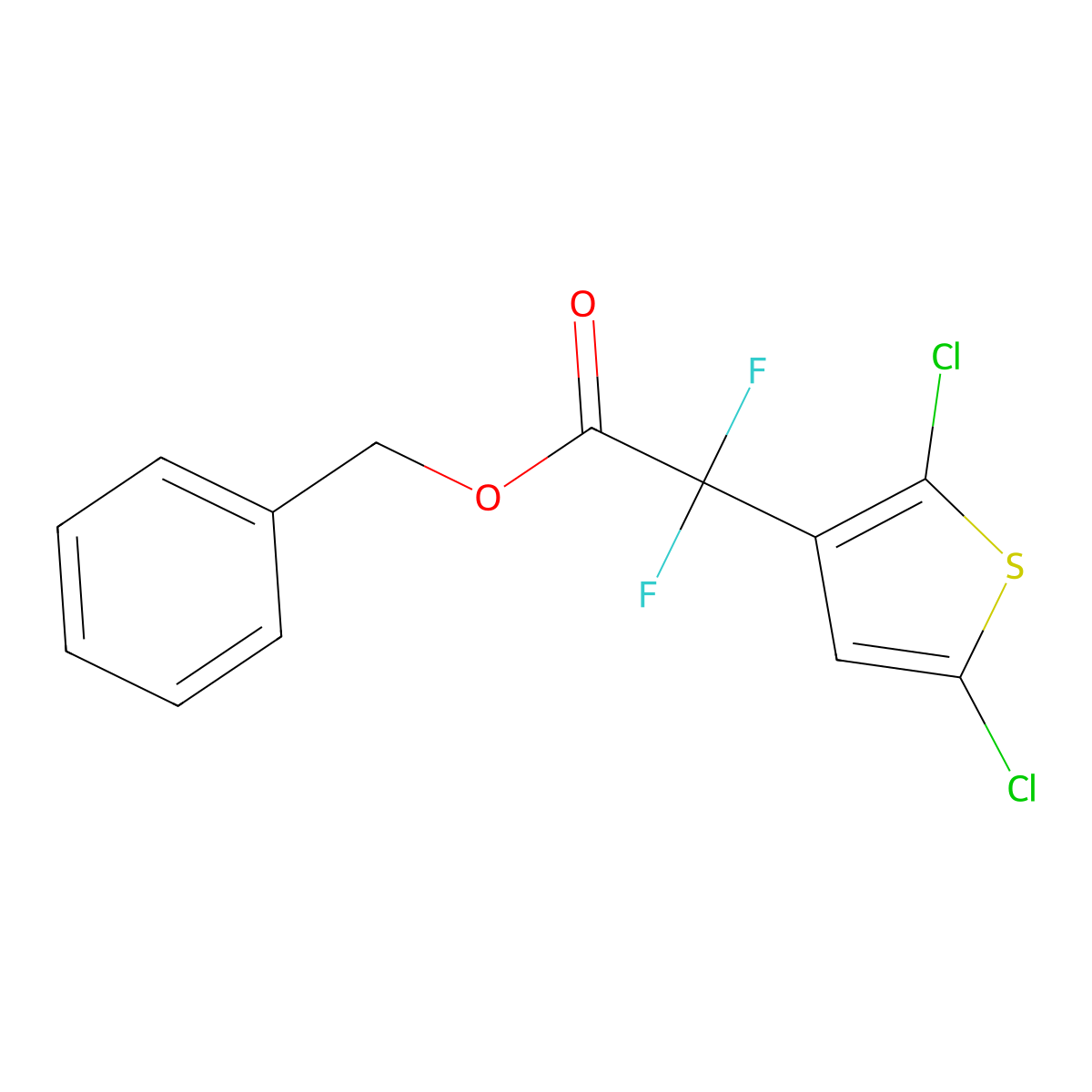 Benzyl 2-(2,5-dichlorothiophen-3-yl)-2,2-difluoroacetate molecular structure, CAS 2639443-48-2