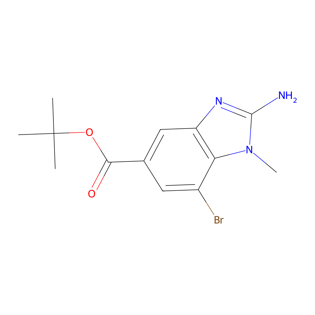 tert-butyl 2-amino-7-bromo-1-methyl-1H-1,3-benzodiazole-5-carboxylate molecular structure, CAS 2639443-49-3