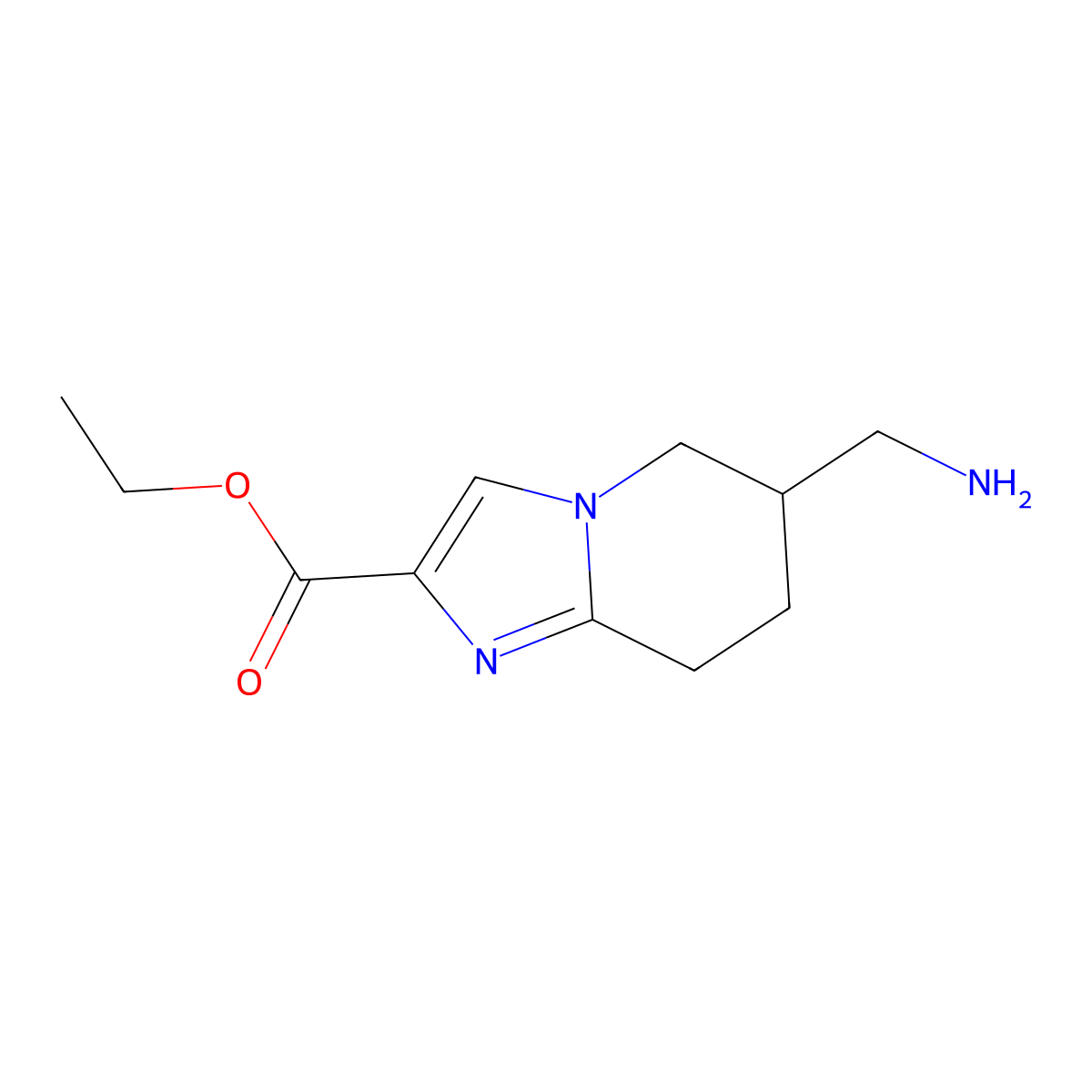 ethyl 6-(aminomethyl)-5H,6H,7H,8H-imidazo[1,2-a]pyridine-2-carboxylate molecular structure, CAS 2639443-50-6