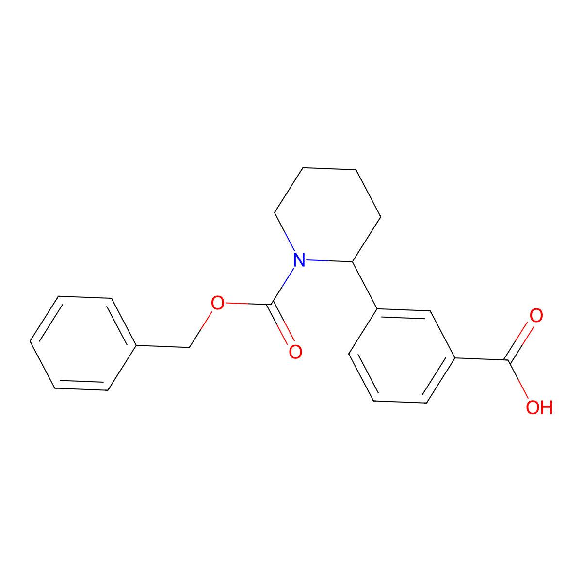 3-{1-[(Benzyloxy)carbonyl]piperidin-2-yl}benzoic acid molecular structure, CAS 2639443-53-9