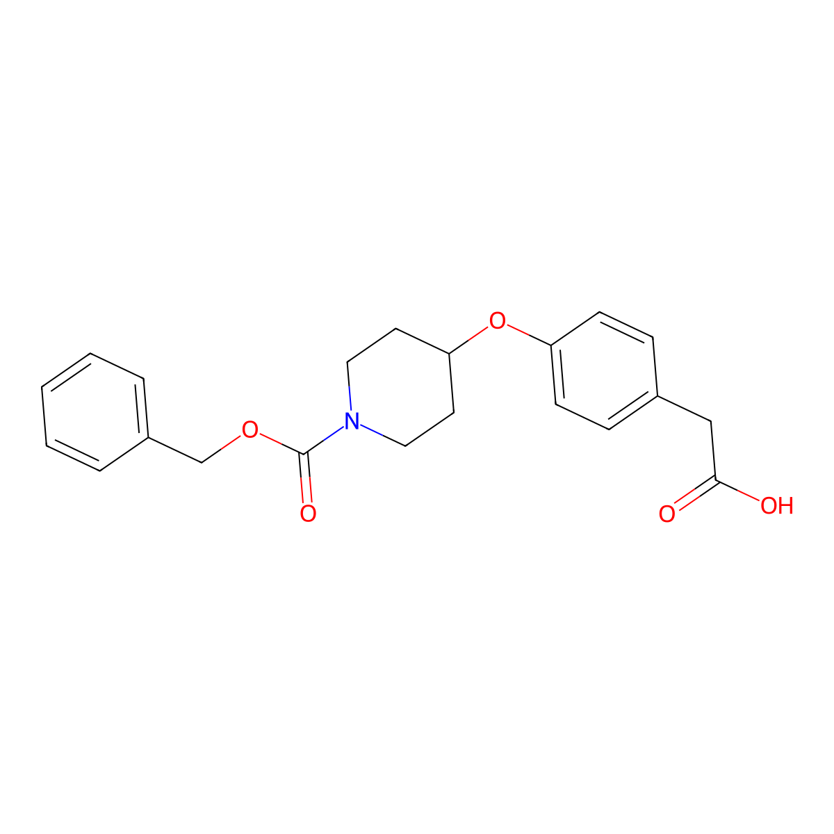 2-[4-({1-[(Benzyloxy)carbonyl]piperidin-4-yl}oxy)phenyl]acetic acid molecular structure, CAS 2639443-56-2