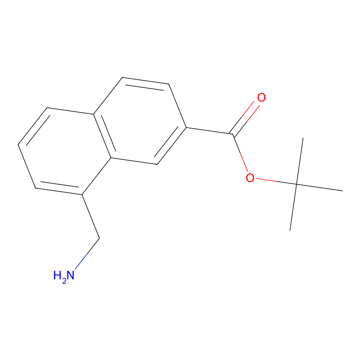 Tert-butyl 8-(aminomethyl)naphthalene-2-carboxylate molecular structure, CAS 2639443-63-1