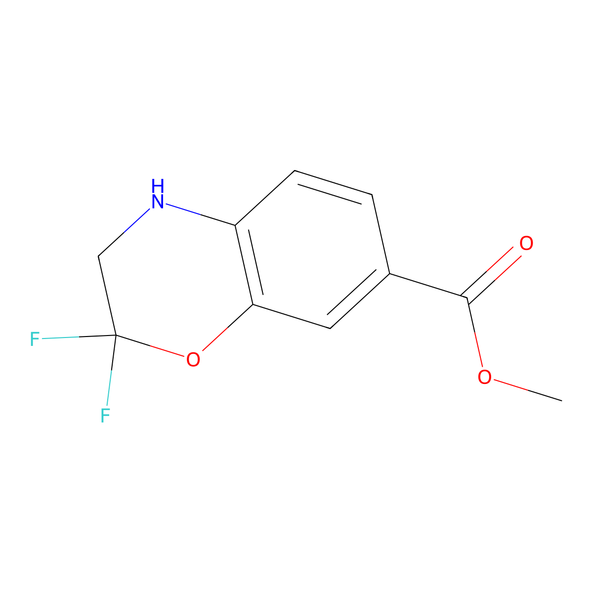 methyl2,2-difluoro-3,4-dihydro-2H-1,4-benzoxazine-7-carboxylate molecular structure, CAS 2639443-66-4